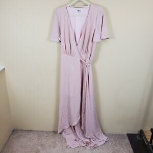 Show Me Your Mumu Sophia Wrap Dress in Dusty Blush Crisp Women's Size XL